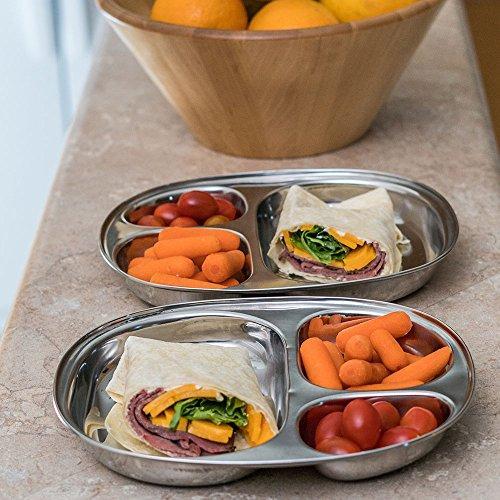 Kids's Tray - Divided Stainless Steel Tray Set of 2