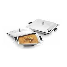 Stainless Steel Square Shaped Serving Bowl With Lid - QUALWAYS LLC