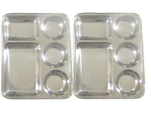 Rectangular Tray- Divided Stainless Steel Tray Set of 2 - QUALWAYS LLC
