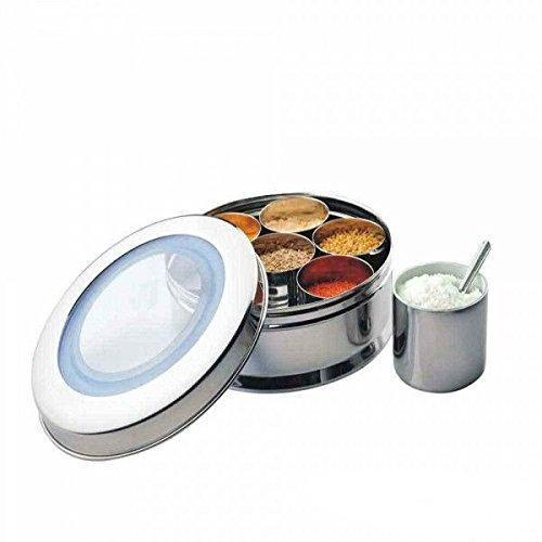 Stainless Steel Spice box 7 compartments with See-Through Lid - QUALWAYS LLC