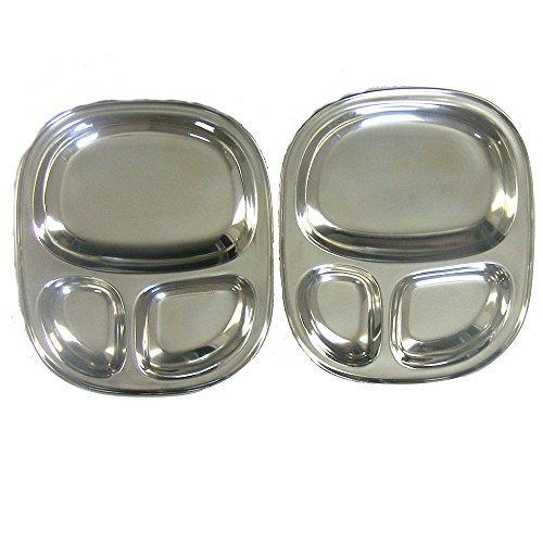 Kids's Tray - Divided Stainless Steel Tray Set of 2 - QUALWAYS LLC