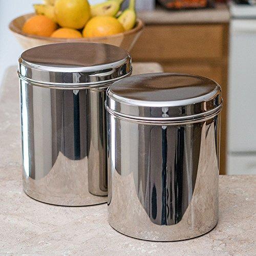 Jumbo Stainless Steel Kitchen Canister Set of 2 (Small) - QUALWAYS LLC