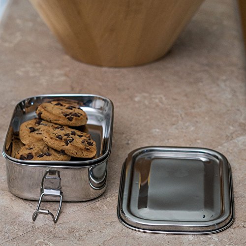 Qualways Stainless Steel Food Container with Tray, Stainless Steel Kids and adult lunch box, Children's lunch box, Stainless Steel Bento Box with Tray