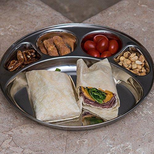 Stainless Steel Divided Round Shaped 5 Slot Tray